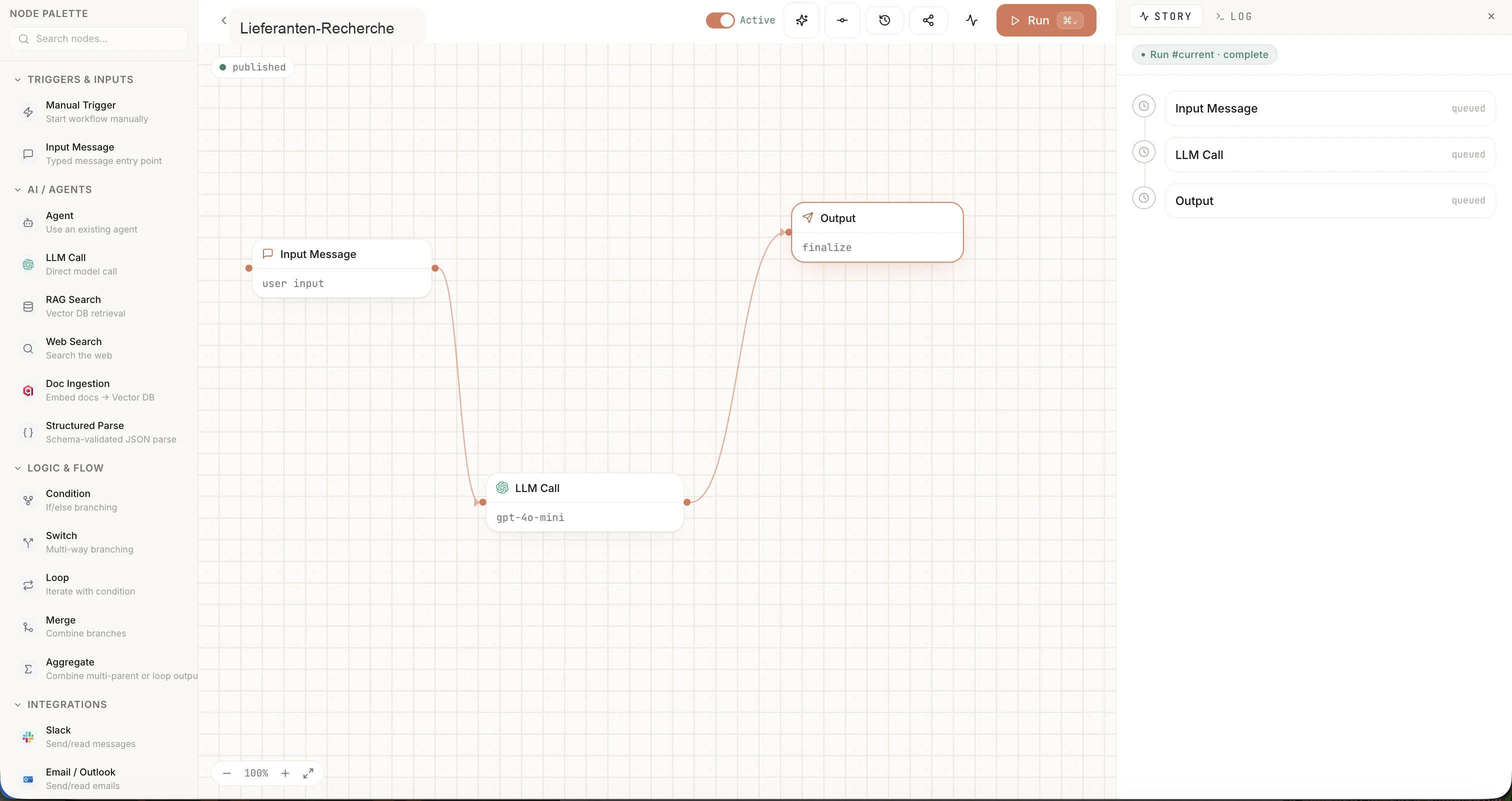 OneMachine Workflow Builder mit visueller Pipeline